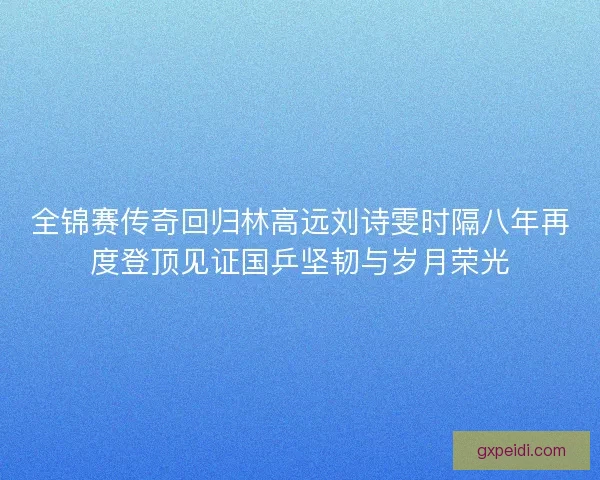 全锦赛传奇回归林高远刘诗雯时隔八年再度登顶见证国乒坚韧与岁月荣光