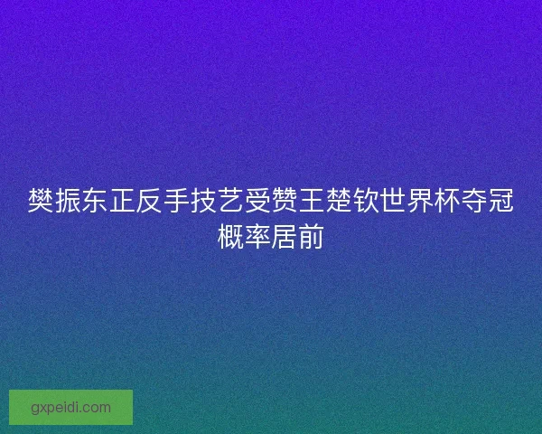 樊振东正反手技艺受赞王楚钦世界杯夺冠概率居前