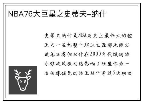 NBA76大巨星之史蒂夫-纳什